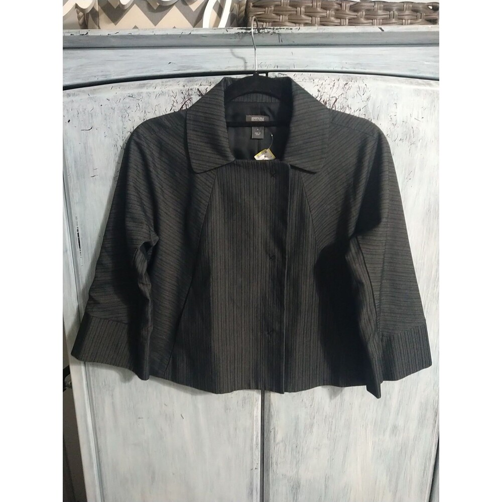 Kenneth Cole Wide Sleeve Cropped Jacket Sz 4 Officey Gray Boho Feminine